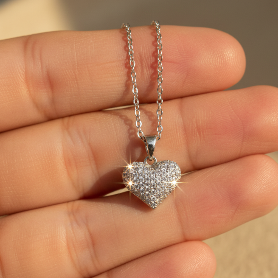 Popping Heart Zircon Diamond Necklace