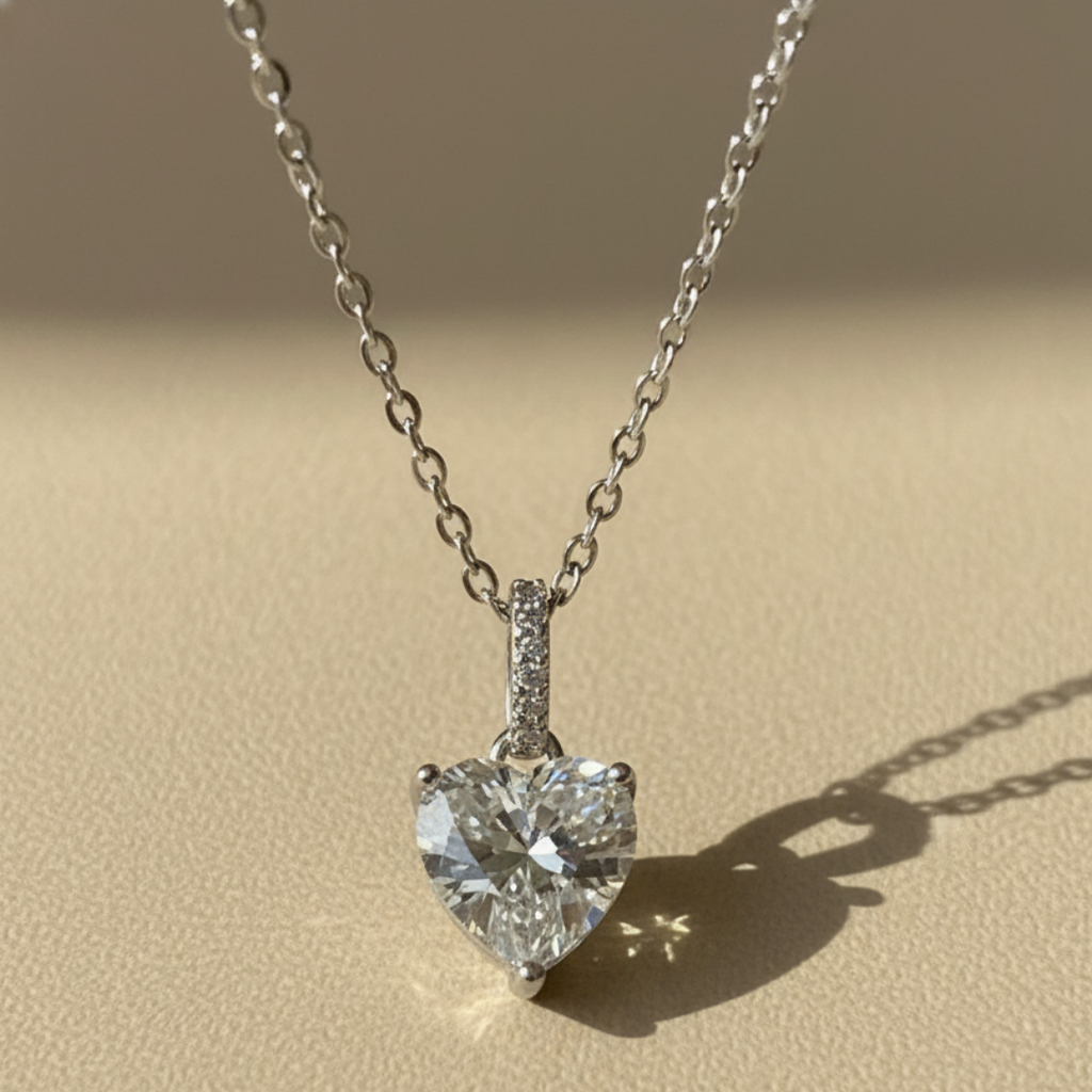 Heart-Shaped Zircon Pendant Necklace – Laviscart