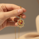 Vintage Charm Red Zircon Diamond Necklace