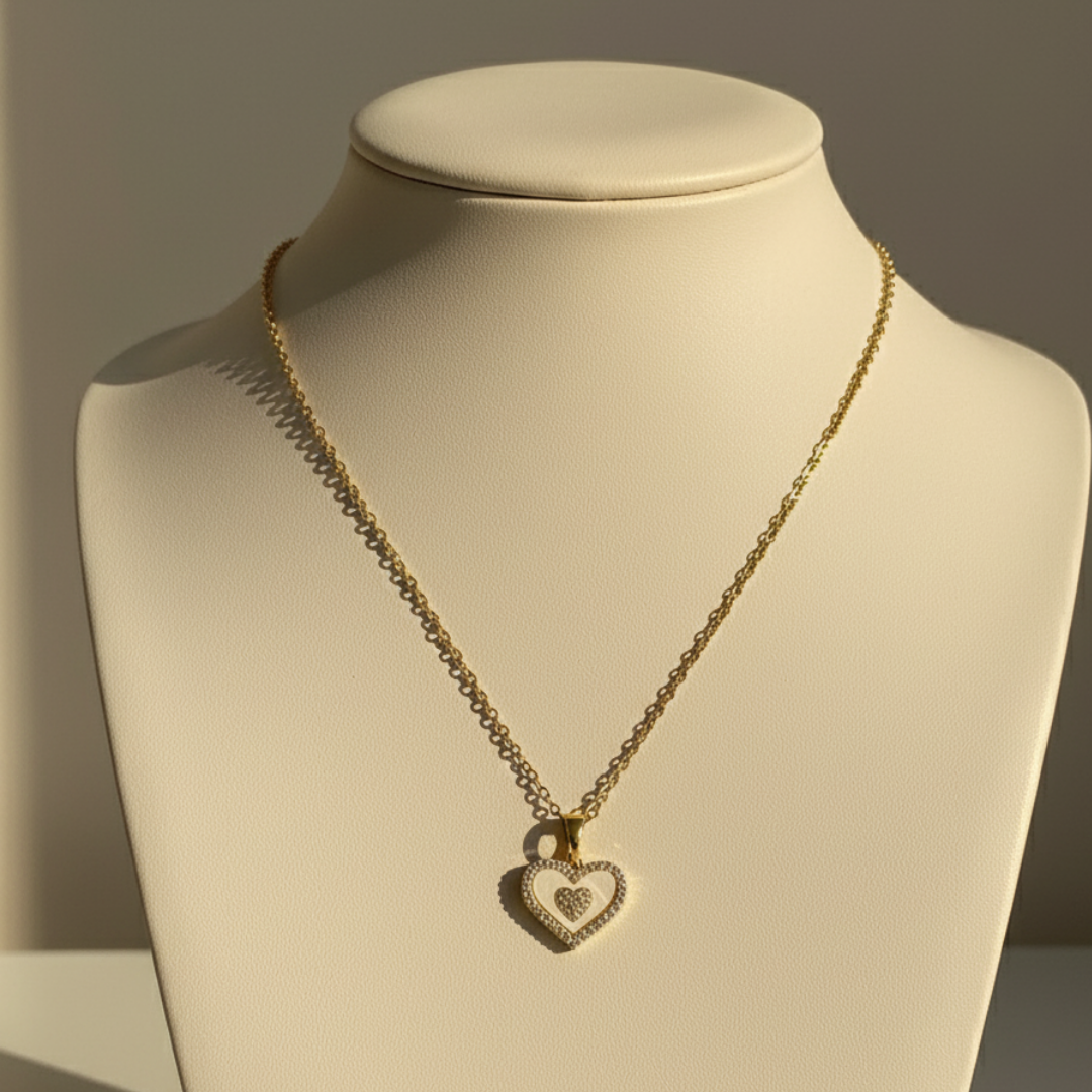 Heart of Glimmer Zircon Necklace