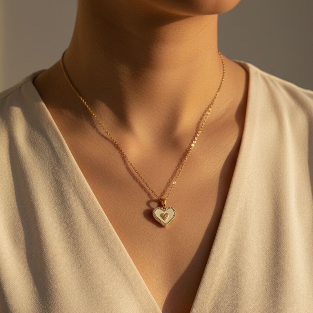 Heart of Glimmer Zircon Necklace
