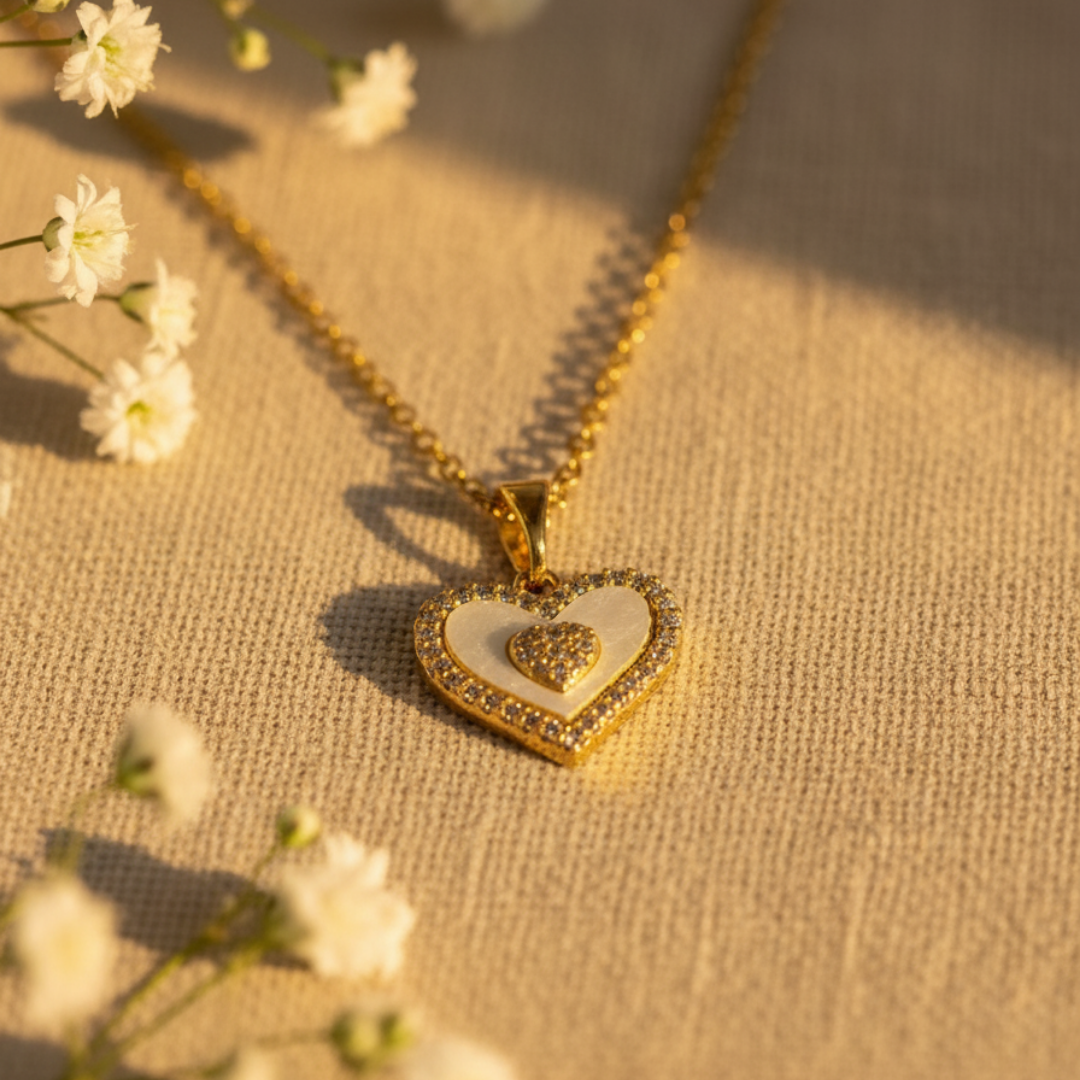 Heart of Glimmer Zircon Necklace
