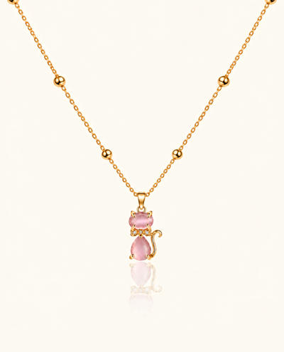 Pink Meow Necklace - 18k Gold ( Demi Fine )