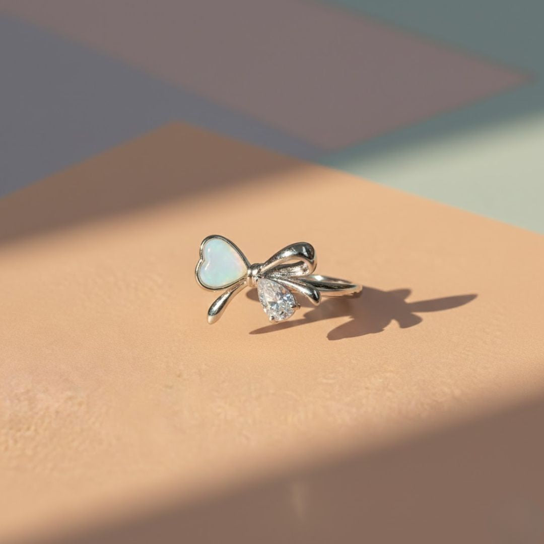 Dainty Ribbon Sparkle Ring