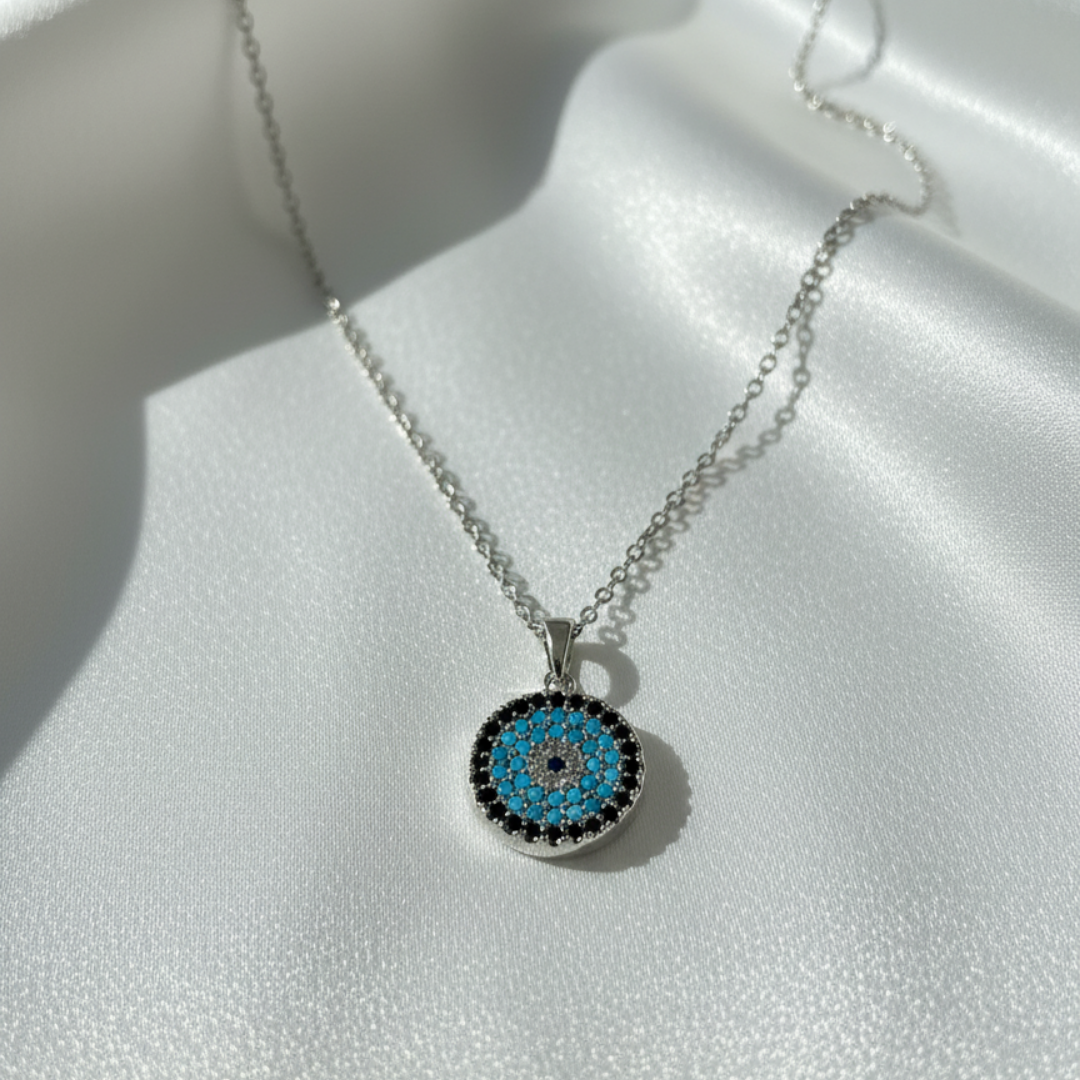 Circular Evil Eye Pendant Necklace