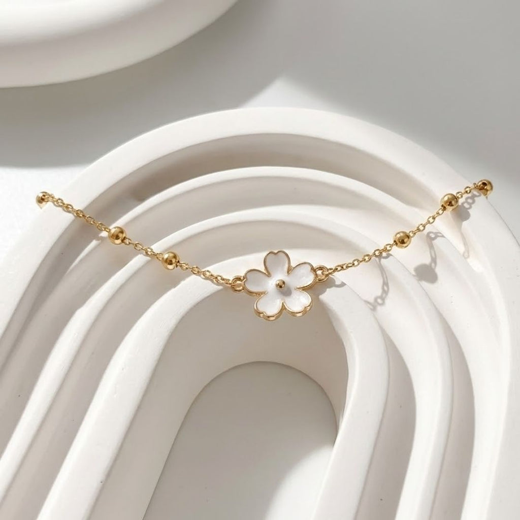 White Blossom Whisper Anklet