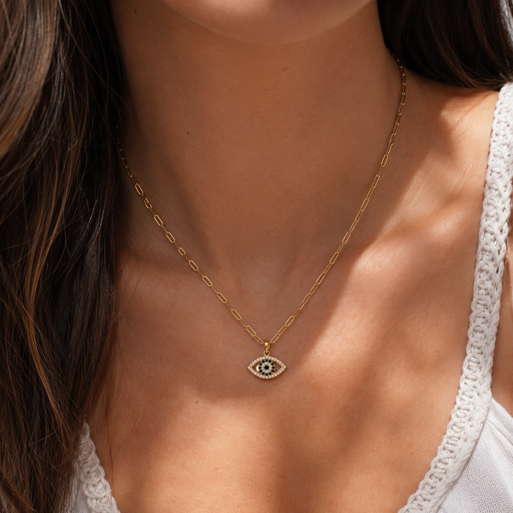 Crystal Eye Pendant Necklace