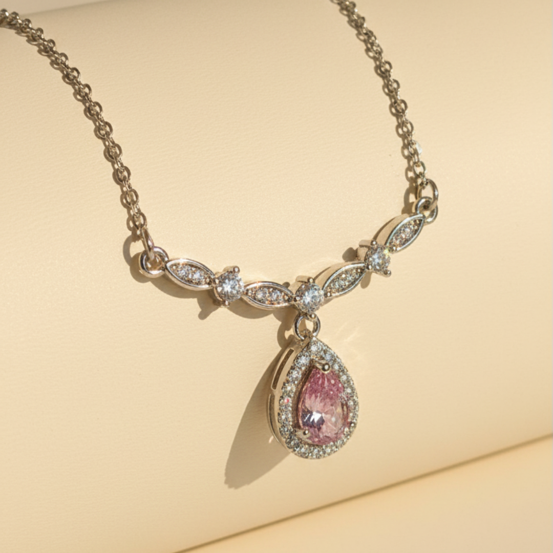 Droplet Style Zircon Diamond Necklace