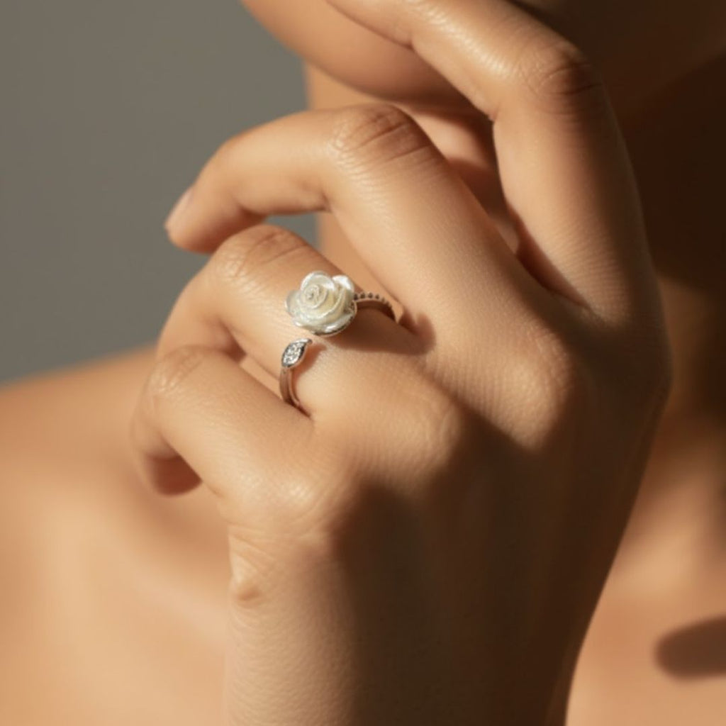 White Rose Blossom Ring
