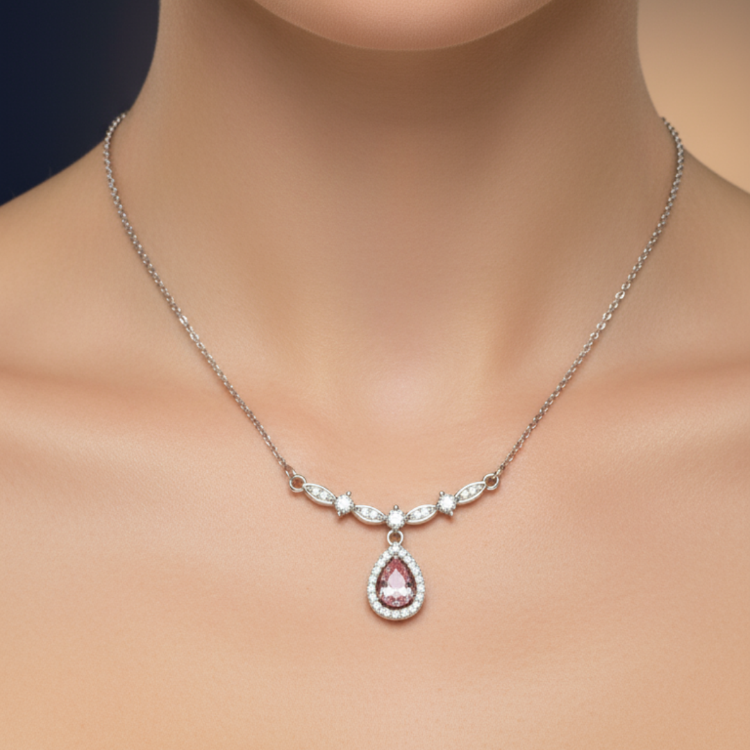 Droplet Style Zircon Diamond Necklace