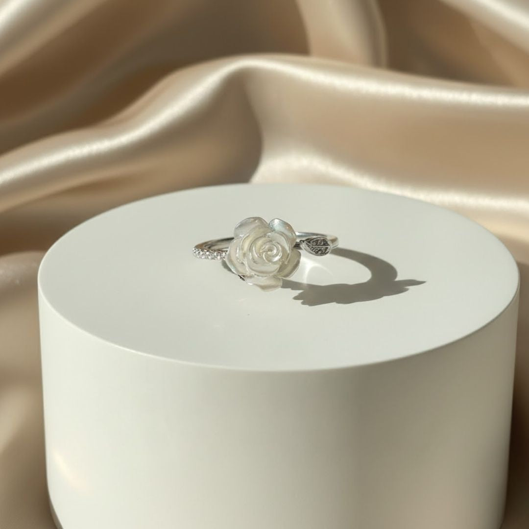 White Rose Blossom Ring