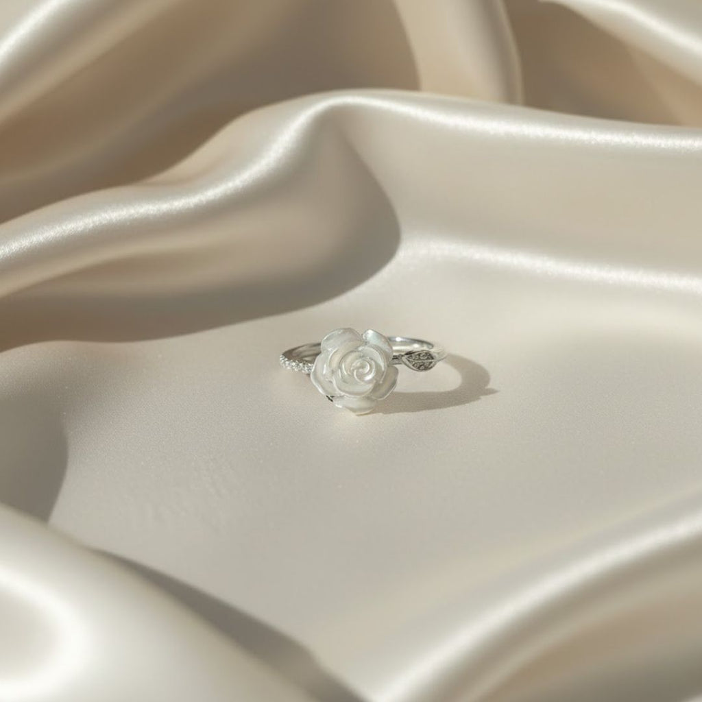 White Rose Blossom Ring