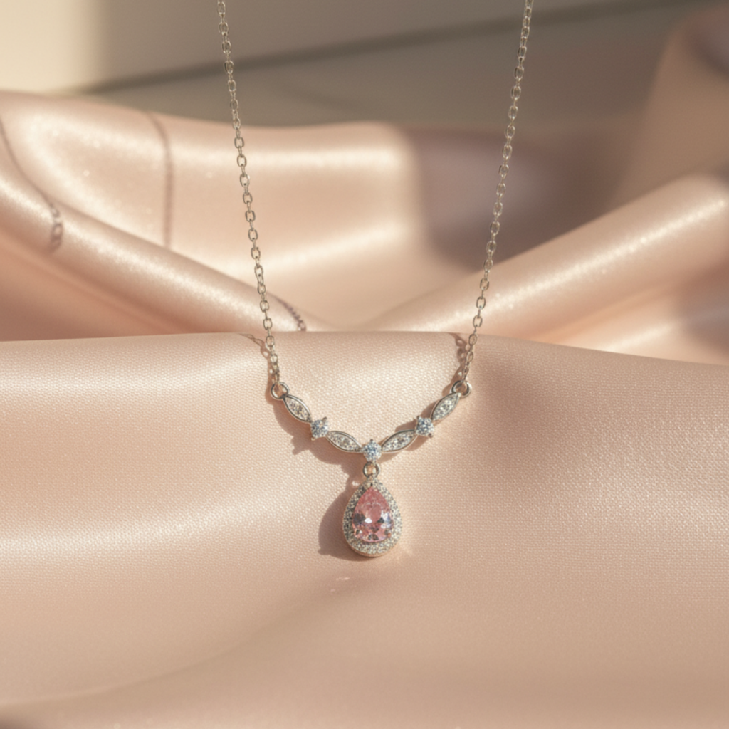 Droplet Style Zircon Diamond Necklace