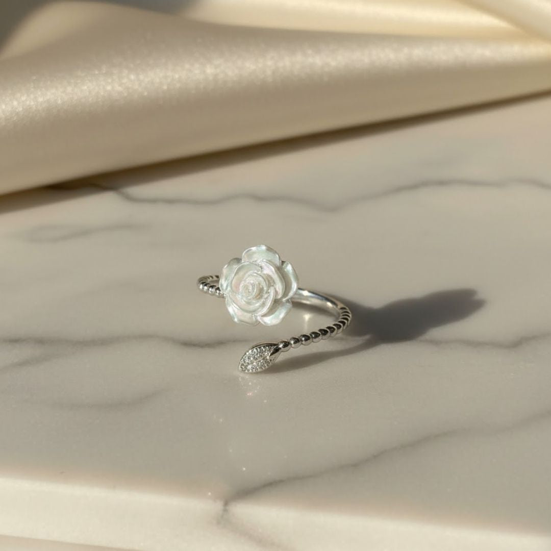 White Rose Blossom Ring