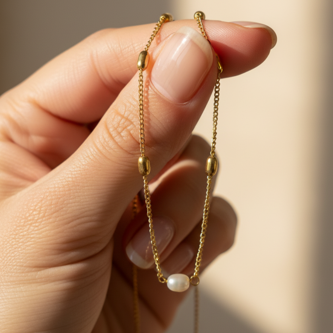 Pearl With Beaded Chain Necklace