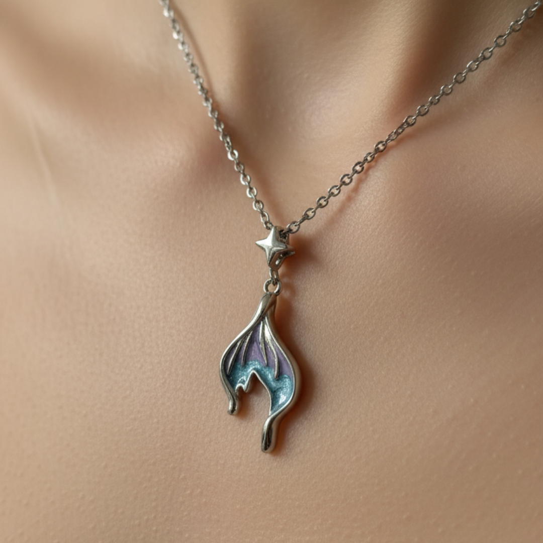 Rhodium Plated Gushing Blue Necklace