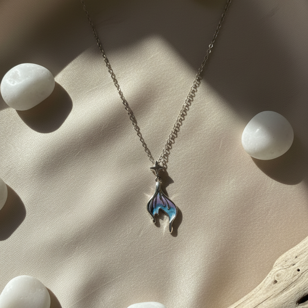 Rhodium Plated Gushing Blue Necklace