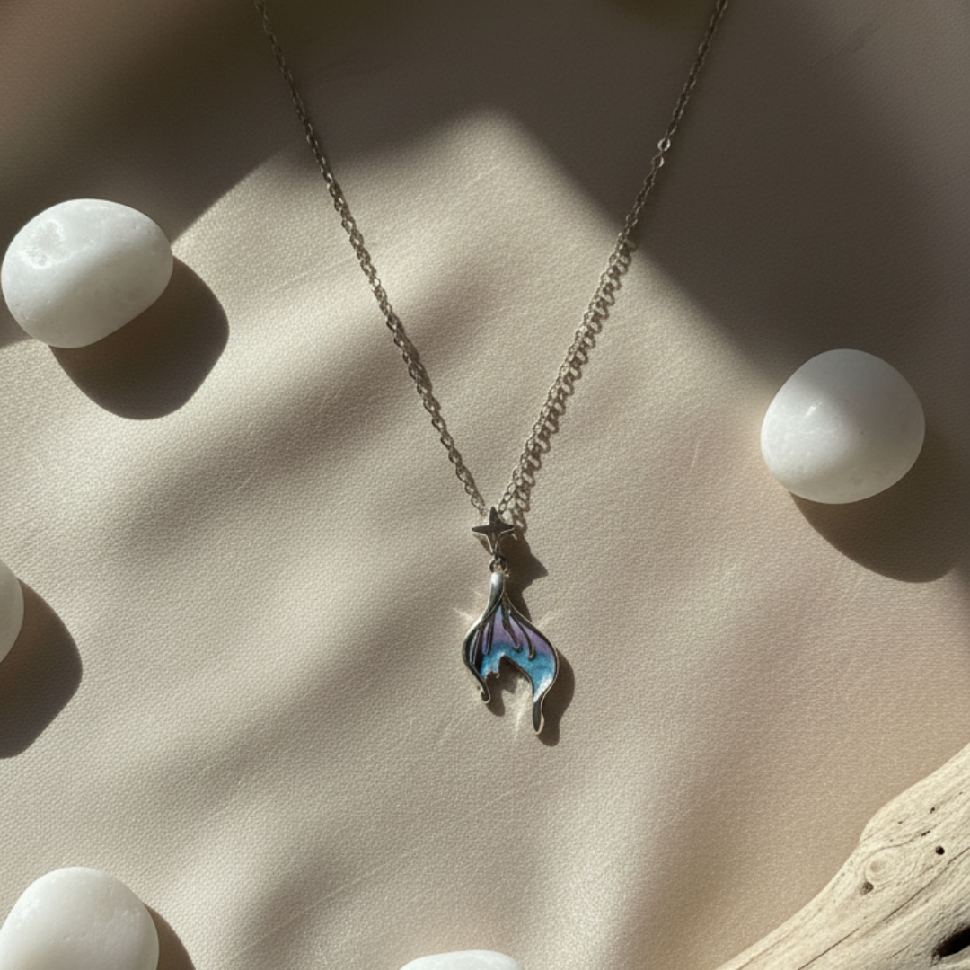 Rhodium Plated Gushing Blue Necklace