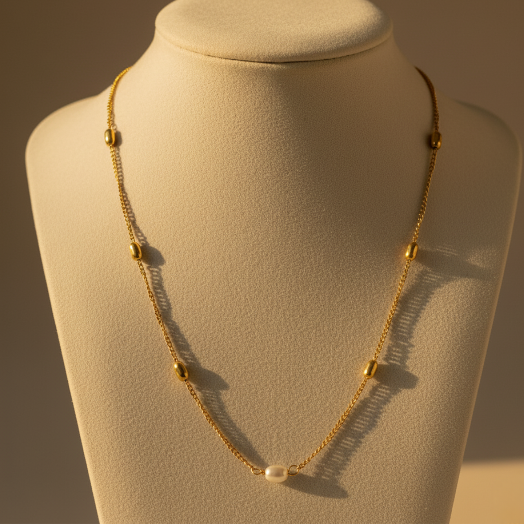 Pearl With Beaded Chain Necklace