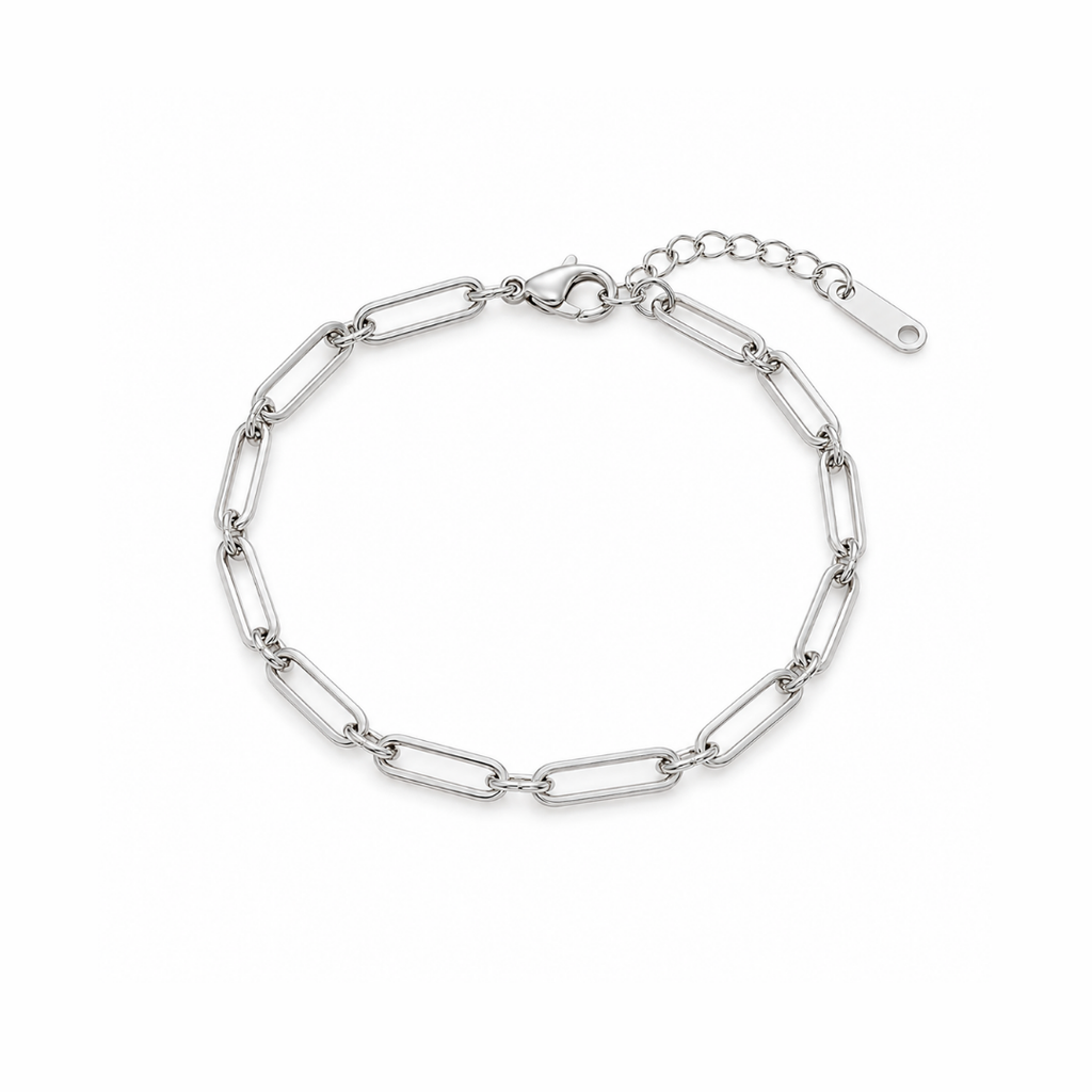 Silver Paperclip Chain Bracelet