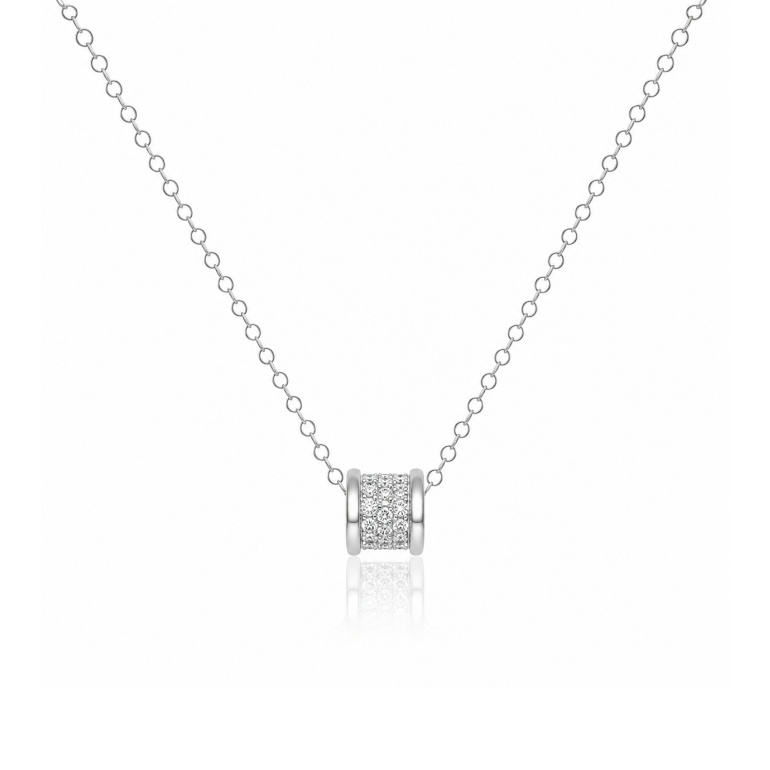 Zircon Studded Cylinder Pendant Necklace