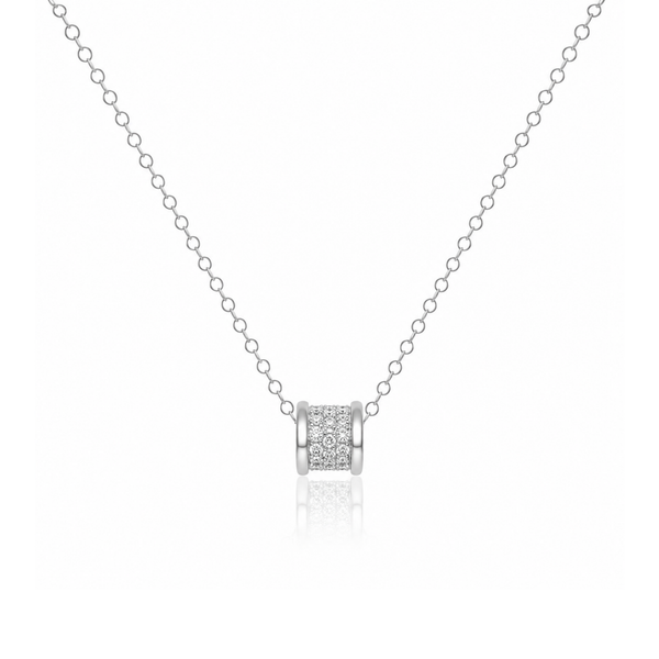 Zircon Studded Cylinder Pendant Necklace