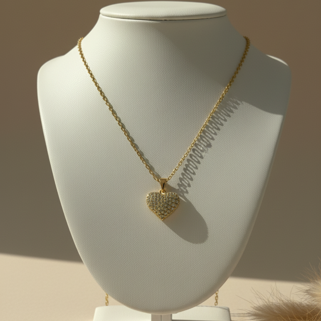 Popping Heart Zircon Diamond Necklace
