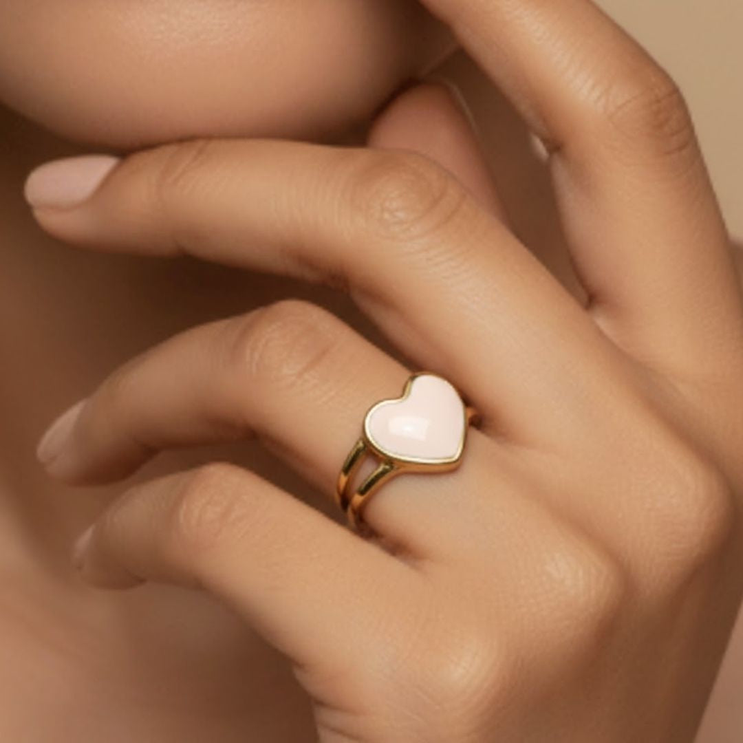 Pastel Heart Charm Ring