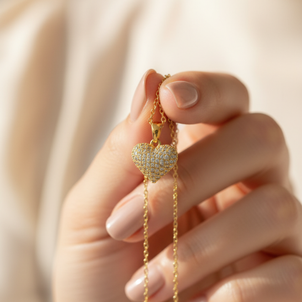 Popping Heart Zircon Diamond Necklace