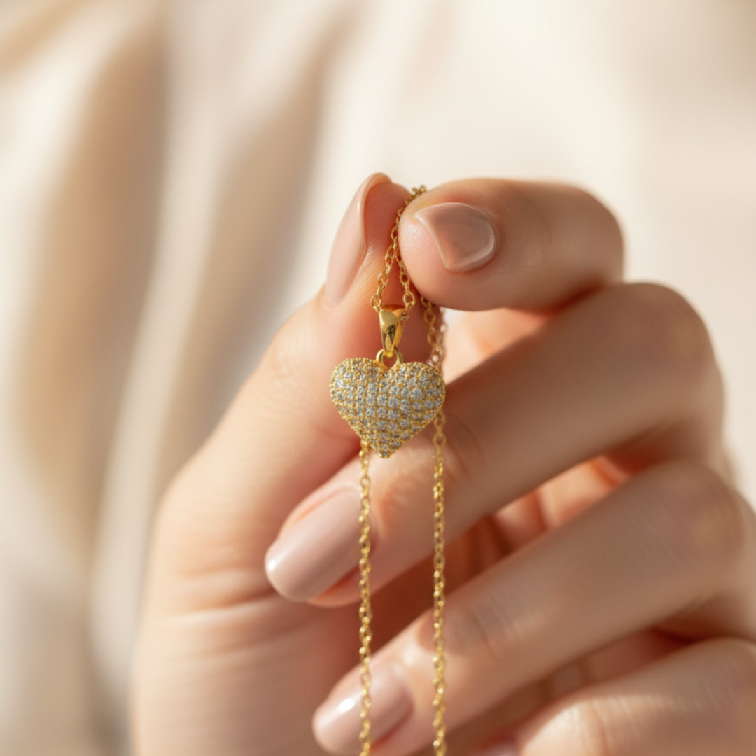 Popping Heart Zircon Diamond Necklace