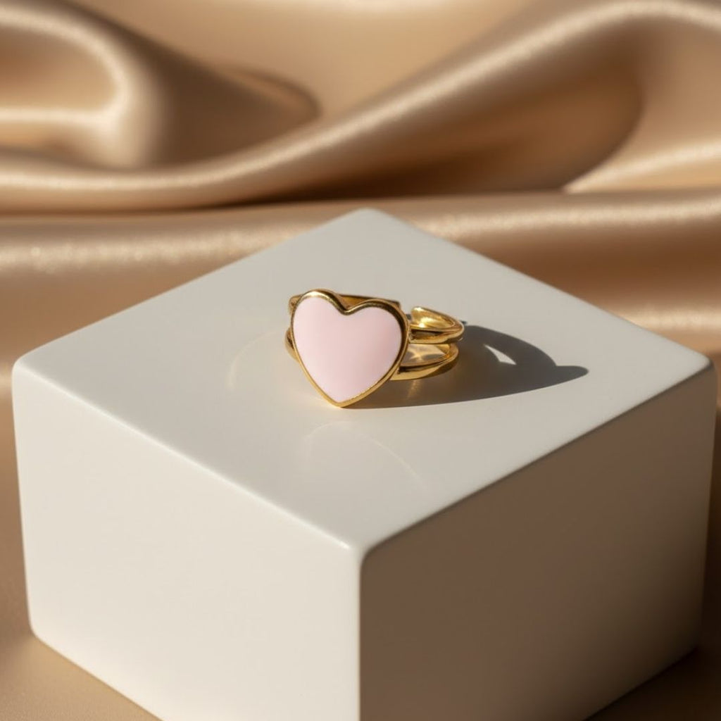 Pastel Heart Charm Ring