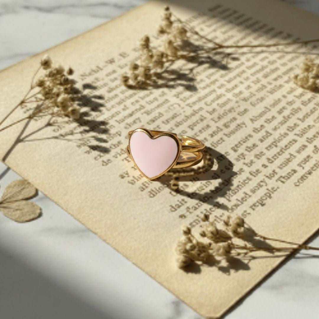 Pastel Heart Charm Ring