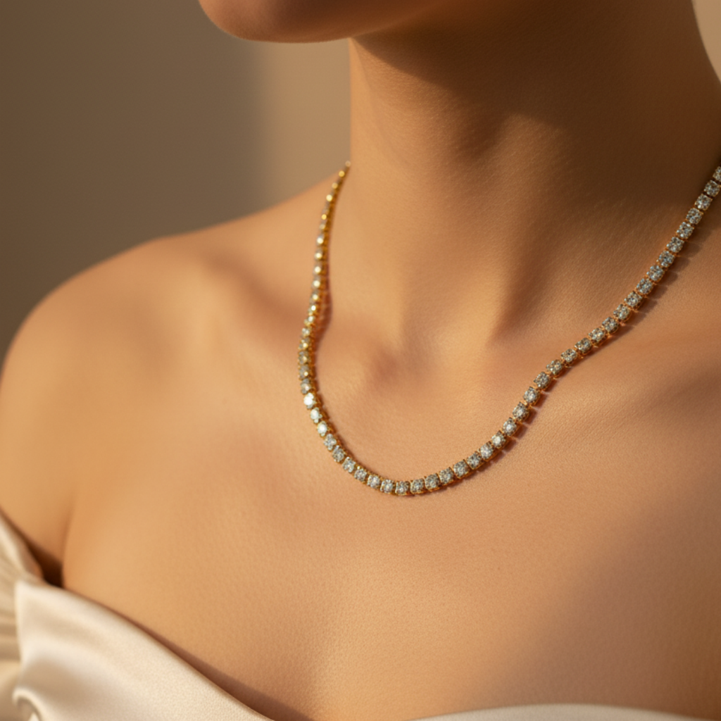 Sterling Zircon Diamonds Necklace