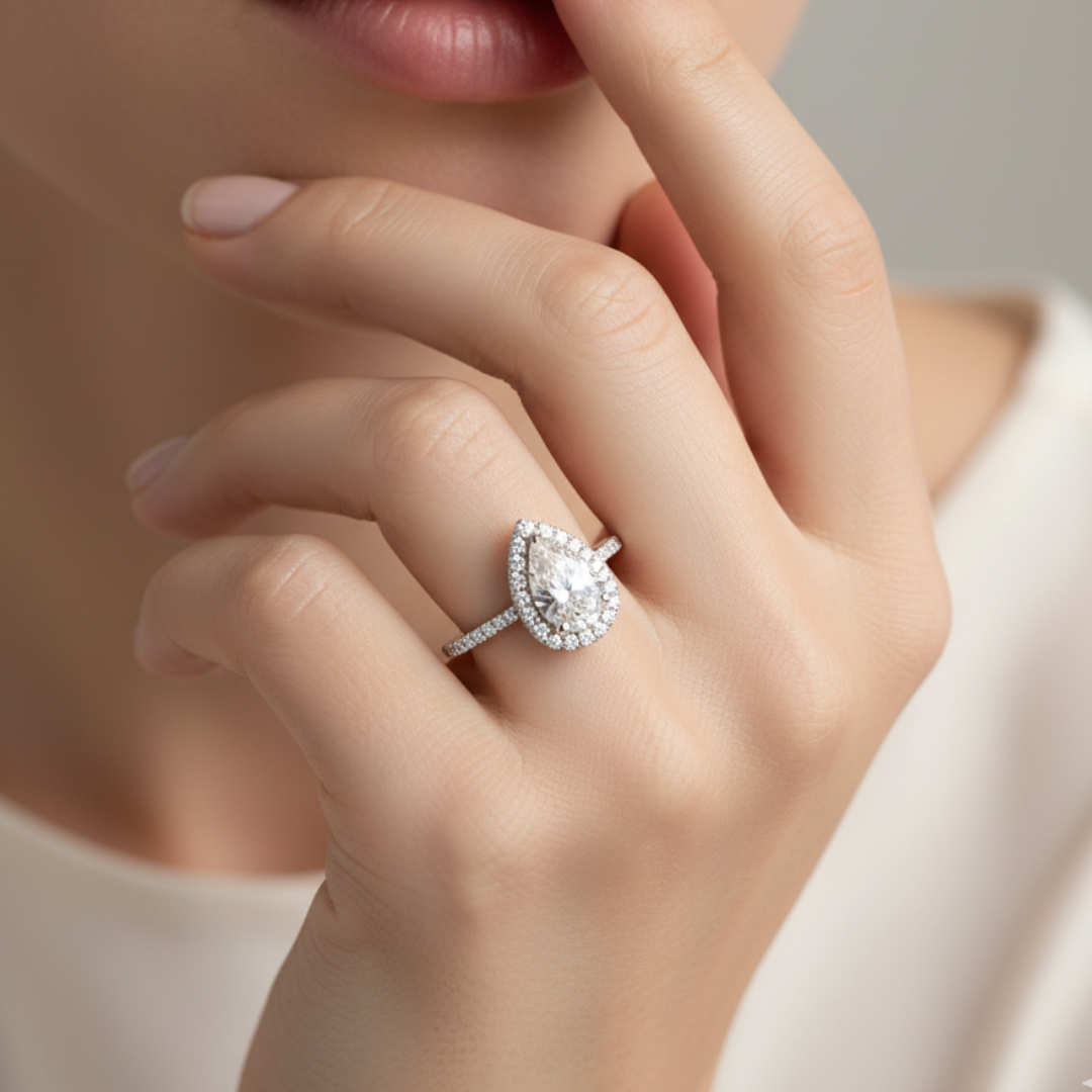 Pear-Shaped Zircon Ring