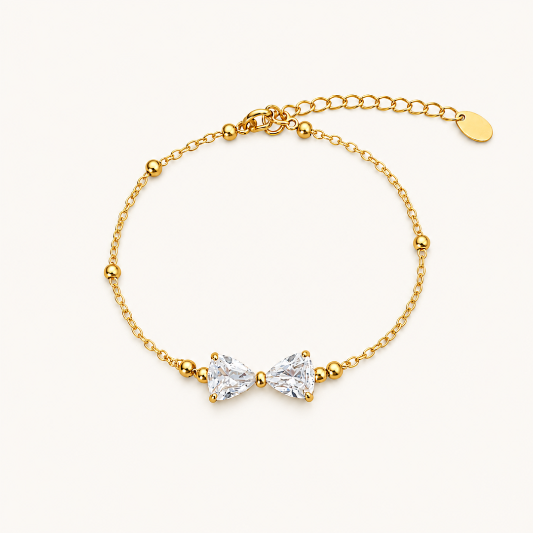 Diamond Bow Bracelet - 18k Gold (Demi Fine)