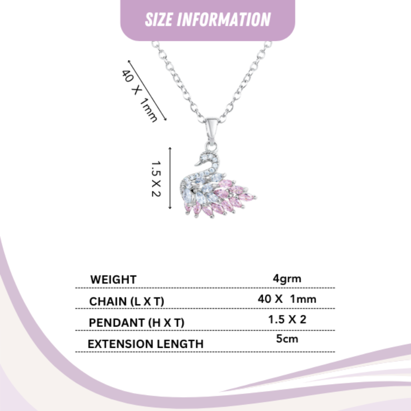Zircon Pink Swan Pendant Necklace