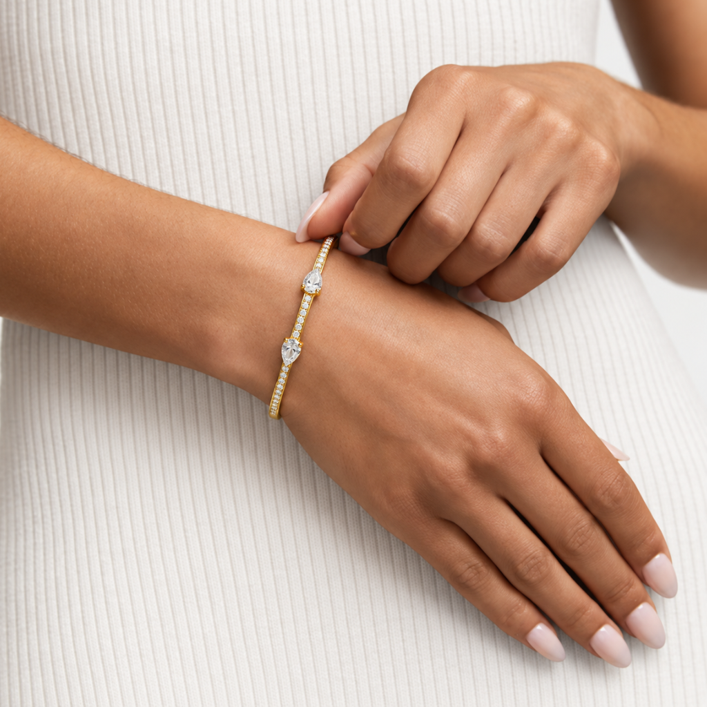 Twin Spark Kada - 18k Gold ( Demi Fine )