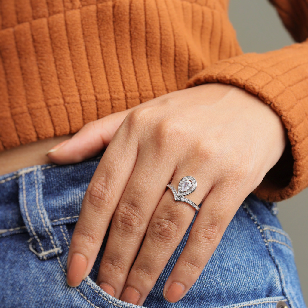 Pear Drop Sparkle Ring