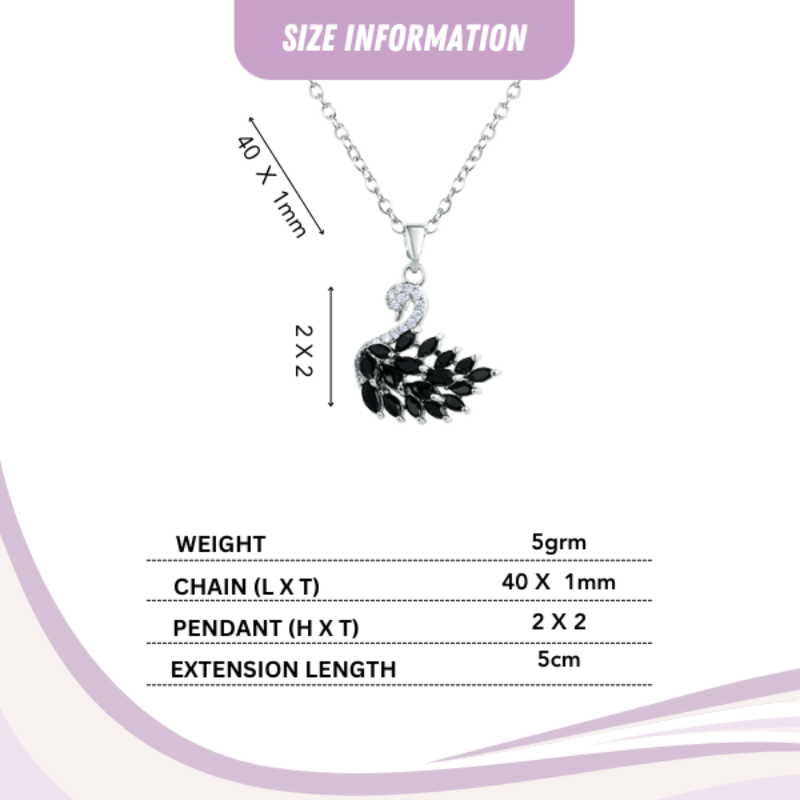 Zircon Black Swan Pendant Necklace