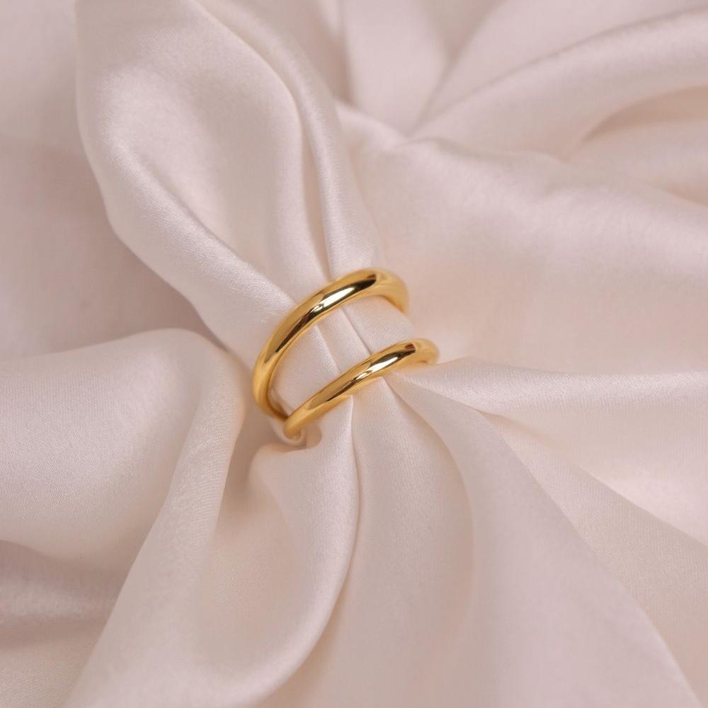 Golden Double Loop Ring