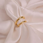 Golden Double Loop Ring - 18K (Demi Fine)