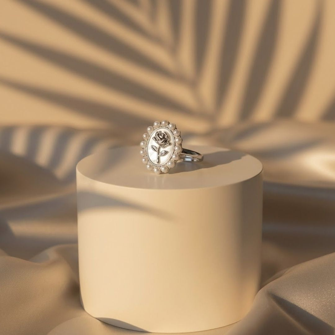 Vintage Rose Pearl Ring