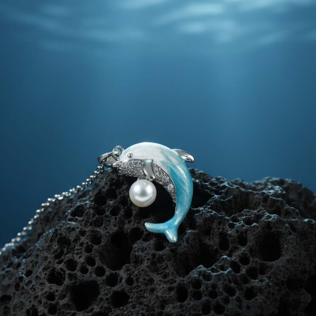 Dancing Dolphin Pearl Necklace