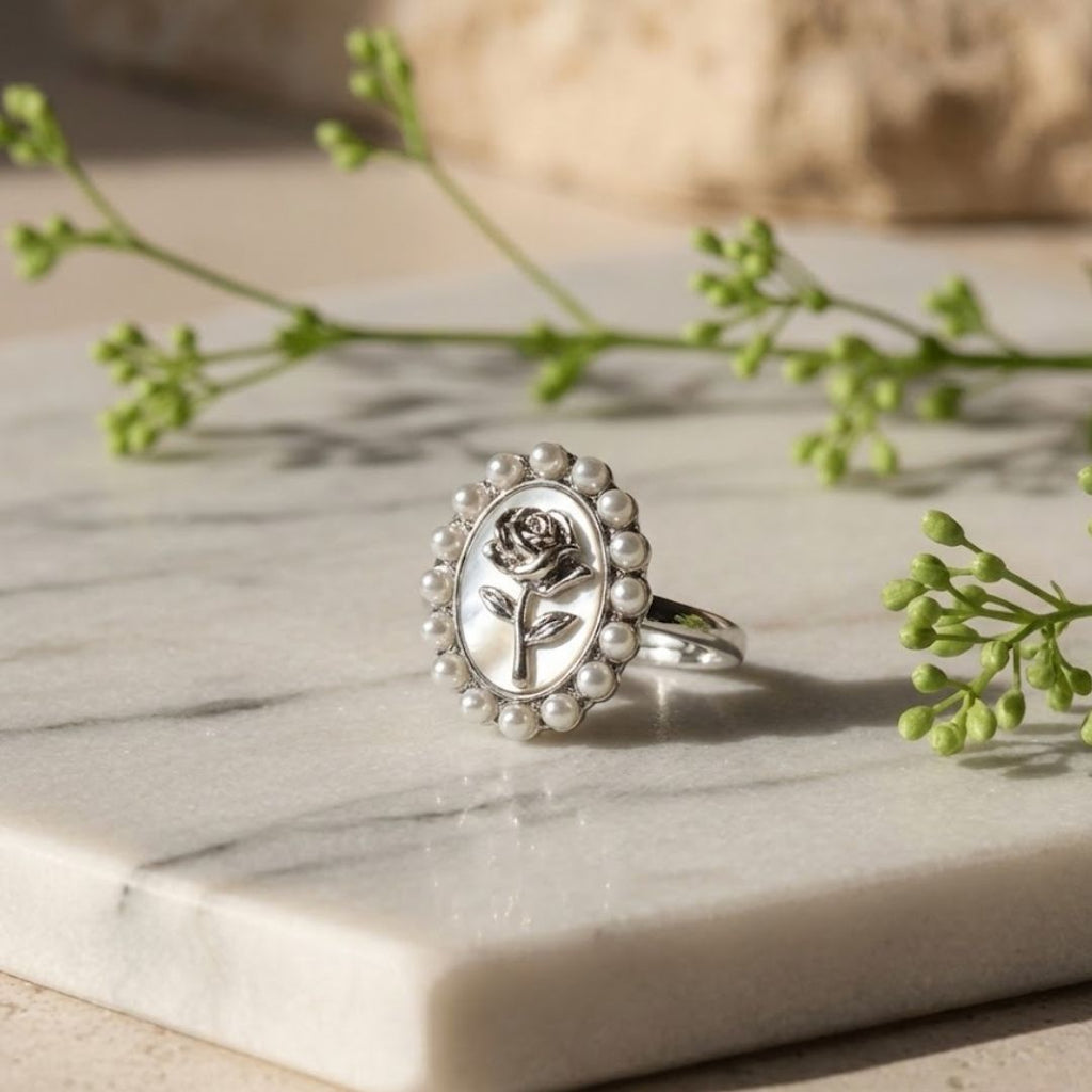 Vintage Rose Pearl Ring
