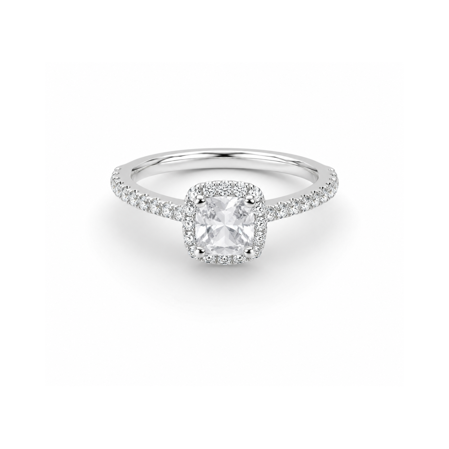 Pave Halo Cushion-Cut Ring