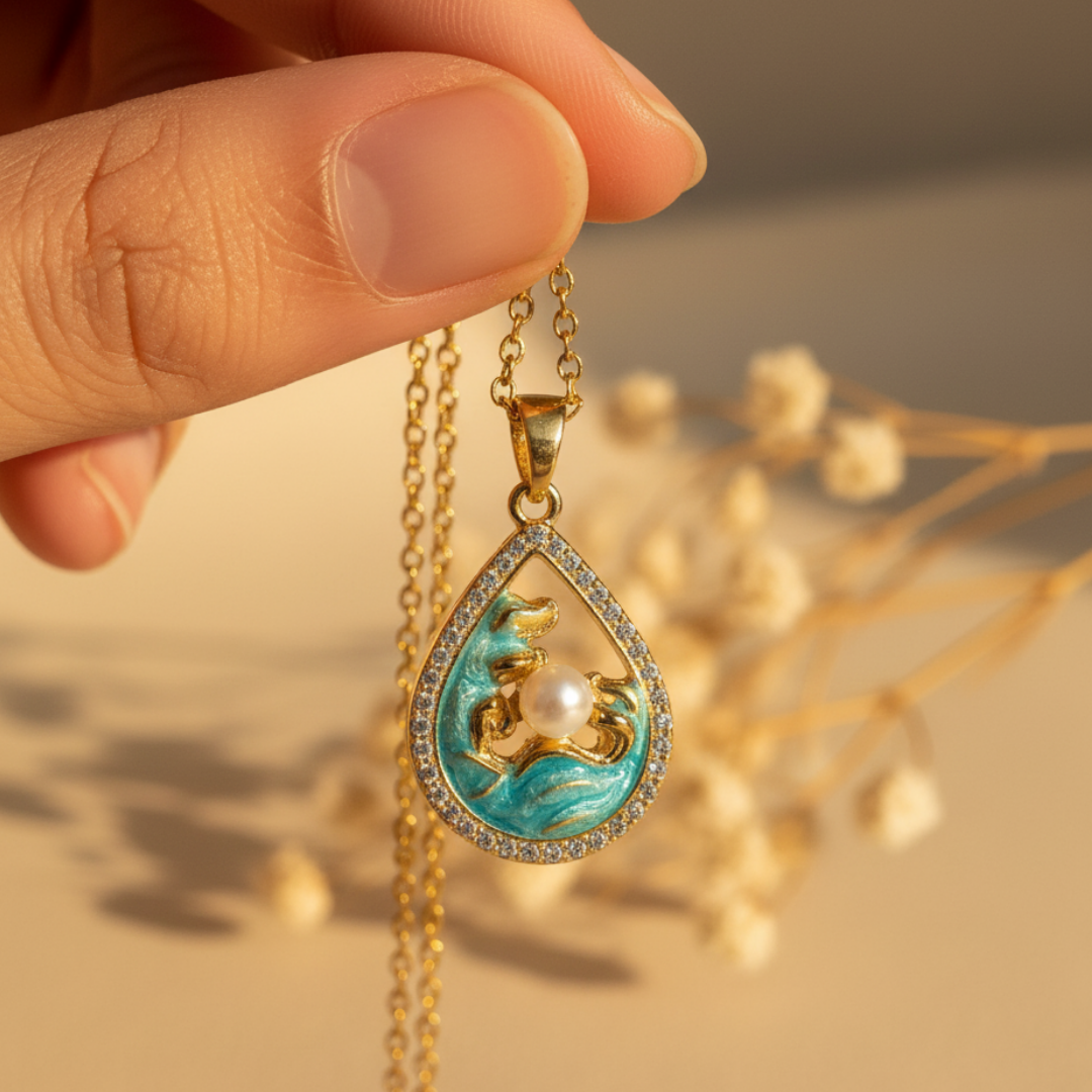 Aquatic Droplet Pearl Necklace