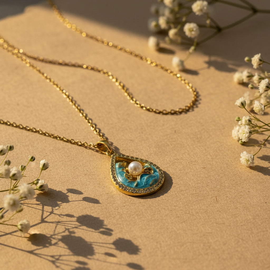 Aquatic Droplet Pearl Necklace
