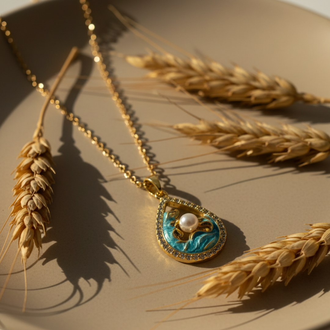 Aquatic Droplet Pearl Necklace