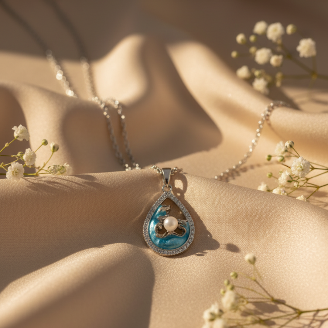 Aquatic Droplet Pearl Necklace