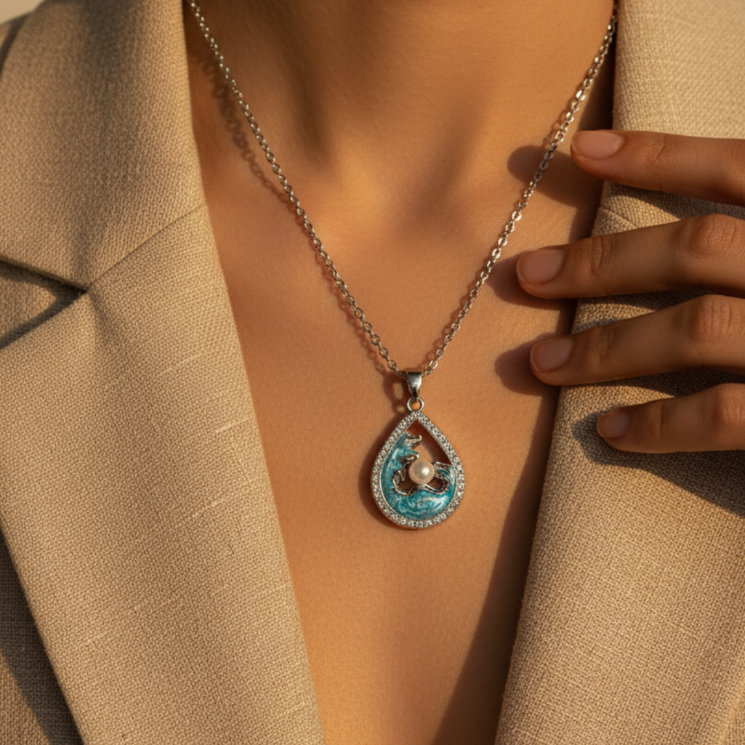 Aquatic Droplet Pearl Necklace